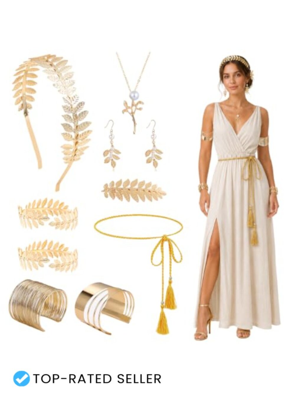 Greek Goddess Costume Accessories Set 10 Pc Halloween Cosplay Toga